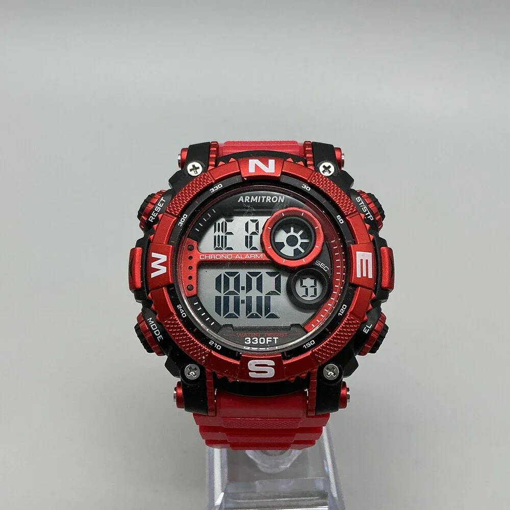Armitron Pro Sport 40/8284 Mens Watch 53mm Camo Digital Red Resin Alarm 100m